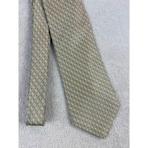 Joseph & Feiss Mens Silk Tie Geometric Pattern Olive Blue Formal Necktie